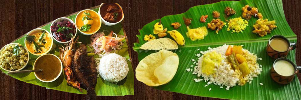 Kerala vegetarian and fish curry meals, Dental Vacation Kerala